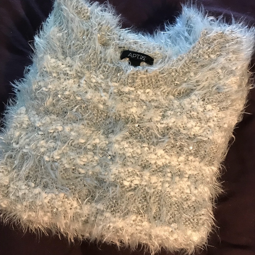 Fuzzy Sequin Striped Sweater